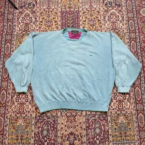 VTG 90s Alexander Julian‎ Colours XL teal Pullover Sweatshirt ringer distressed